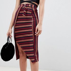 Asos design striped midi pencil skirt